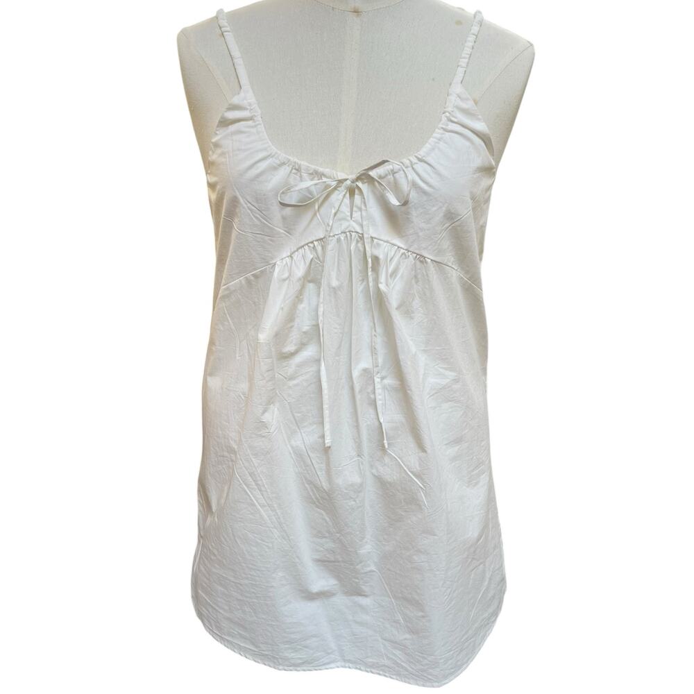 Deiji Studios Organic Cotton White Tie Front Mini Dress Size L NWT
